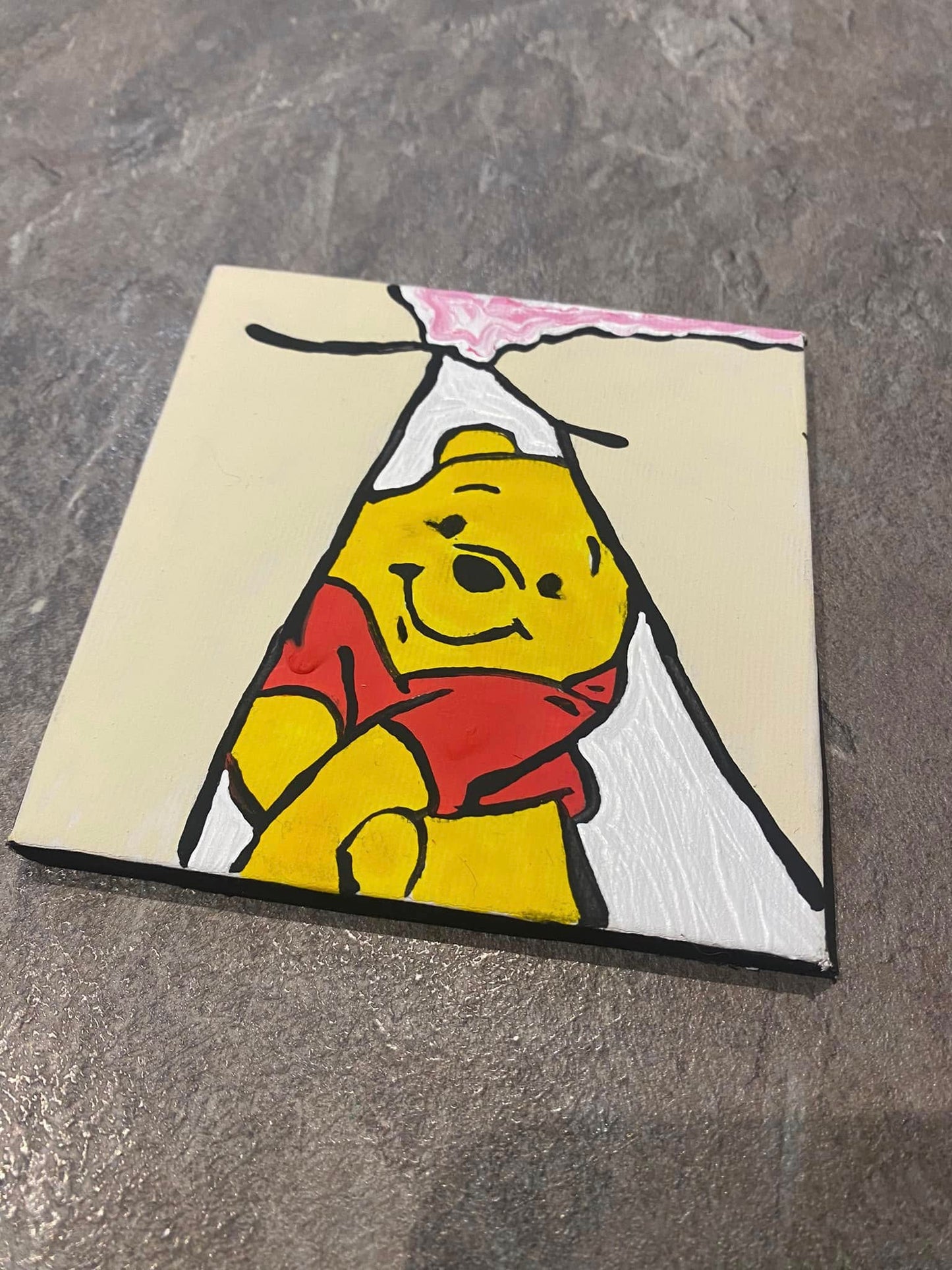 Hand-Painted Winnie the Pooh Canvas with Stand