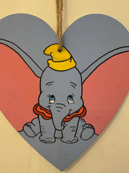 Handmade Dumbo Wooden Hanging Love Heart